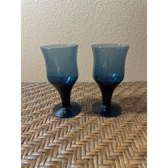 Denby ARABESQUE Blue Water Glass Goblet Glasses Sweden - Picture 6 of 7